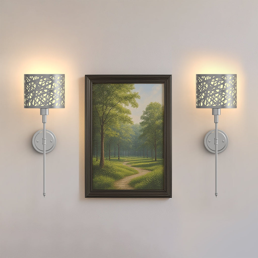 4.6 in. 2-Pack Hollow Iron Half-Cylinder Metal Wall Sconce,  Indoor Vanity Light withRGBCW, Dimmable, Night Light, Timer