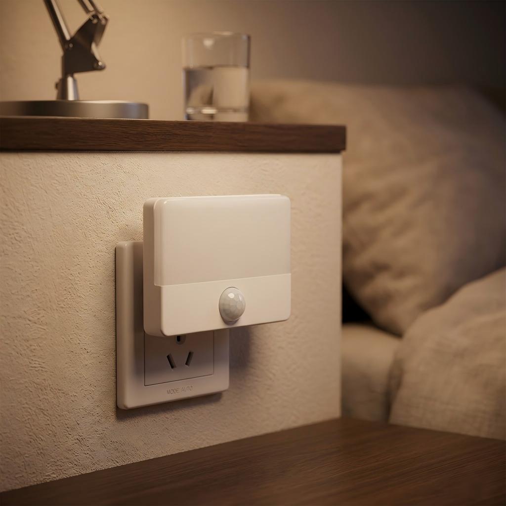 Jandcase 2-Pack Plug-in Motion Sensor Night Light 3000K Warm White Square LED Night Lamp US Plug for Hallway Bedroom Bathroom