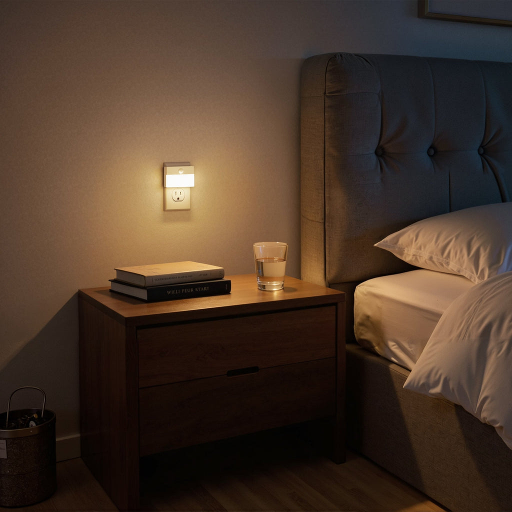 Jandcase 2-Pack Plug-in Motion Sensor Night Light 3000K Warm White Square LED Night Lamp US Plug for Hallway Bedroom Bathroom