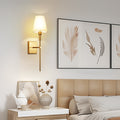 5 in. 1-Light Gold Dimmable Wall Sconces with Fabric Shades for Living Room, Foyer, or Hallway