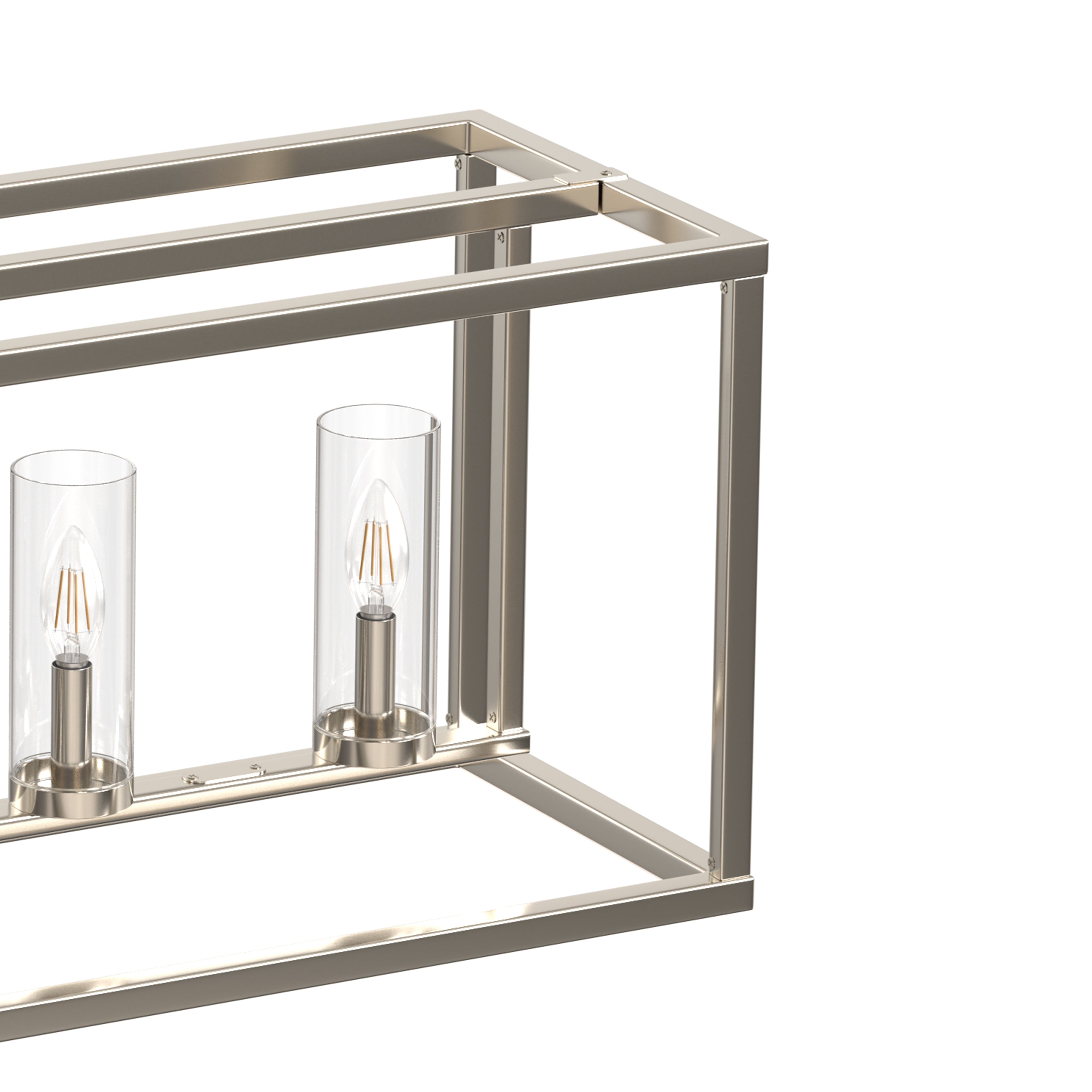 5 Light Brushed Nickel Island Pendant Light with Clear Glass Shade for Dining Room and Kitchen, No Bulbs Included