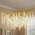 Jandcase 10-Light 31.5 in. Champagne Gold Traditional Crystal Chandelier with Crystal Shade and Metal Branch Design G9 Base