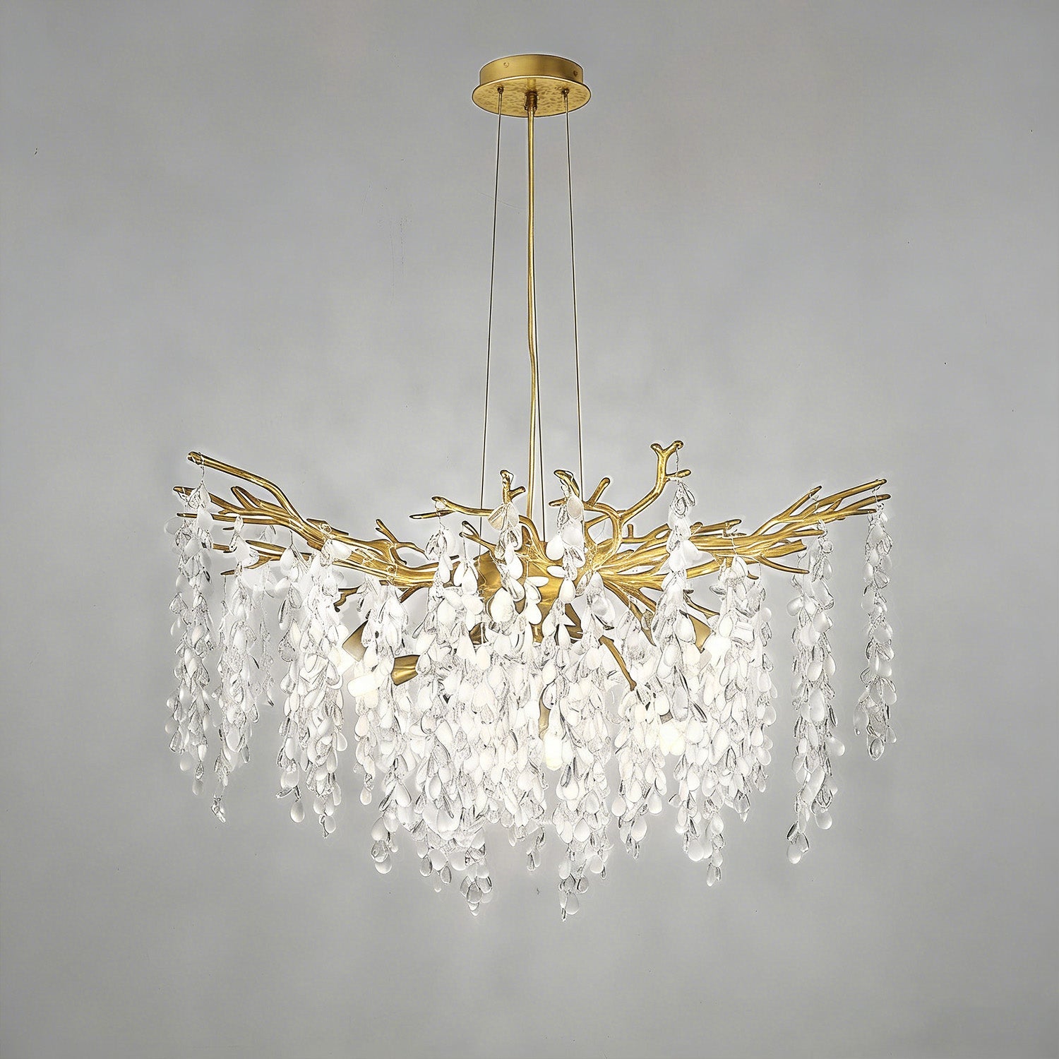 Jandcase 10-Light 31.5 in. Champagne Gold Traditional Crystal Chandelier with Crystal Shade and Metal Branch Design G9 Base