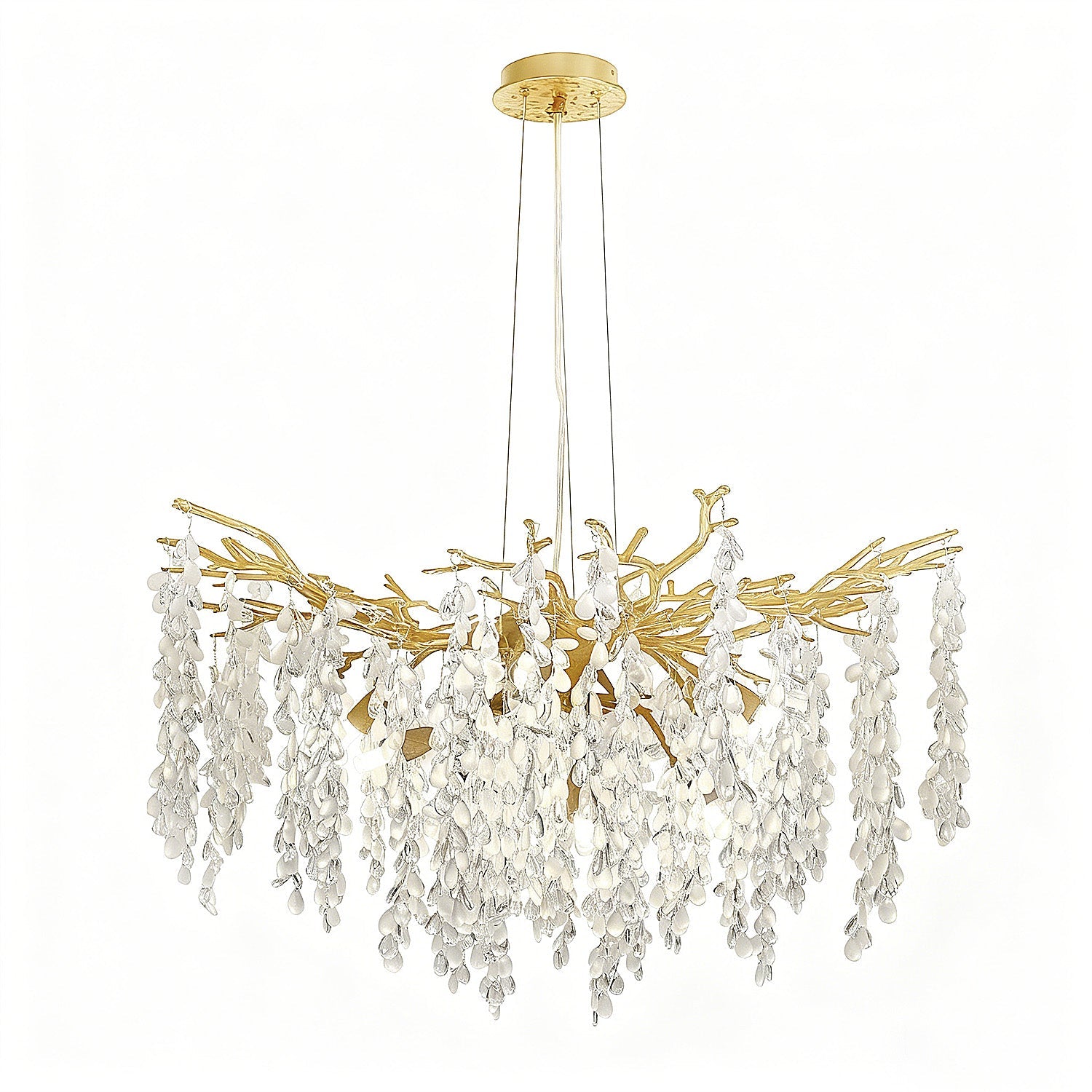 Jandcase 10-Light 31.5 in. Champagne Gold Traditional Crystal Chandelier with Crystal Shade and Metal Branch Design G9 Base