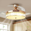 38-Watt 3-Blades Copper Standard Flush Mount Ceiling Fans with Invisible Blades and Stepless Dimming for Living Room