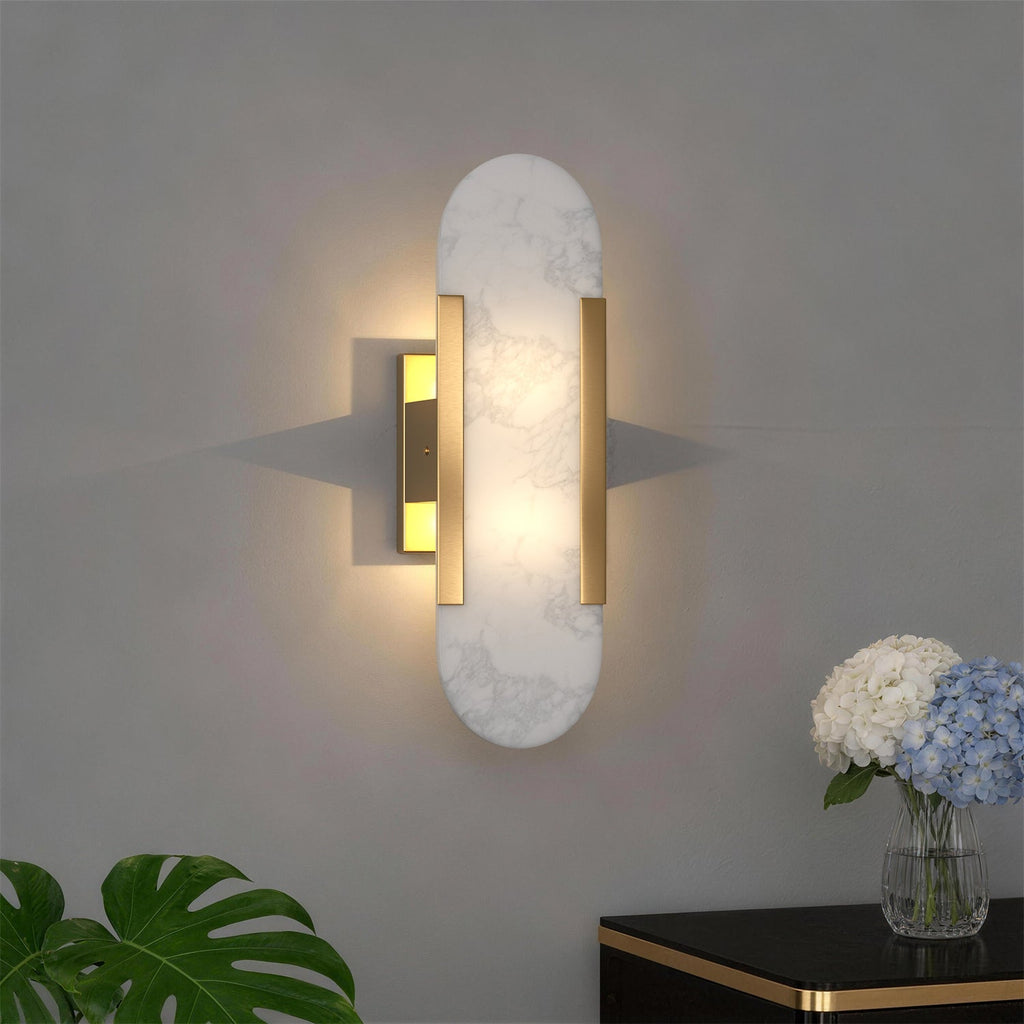 Jandcase 2-Pack G4 Track Round Marble Wall Sconce 2-Light Copper Finish Metal Indoor Wall Light Fixture