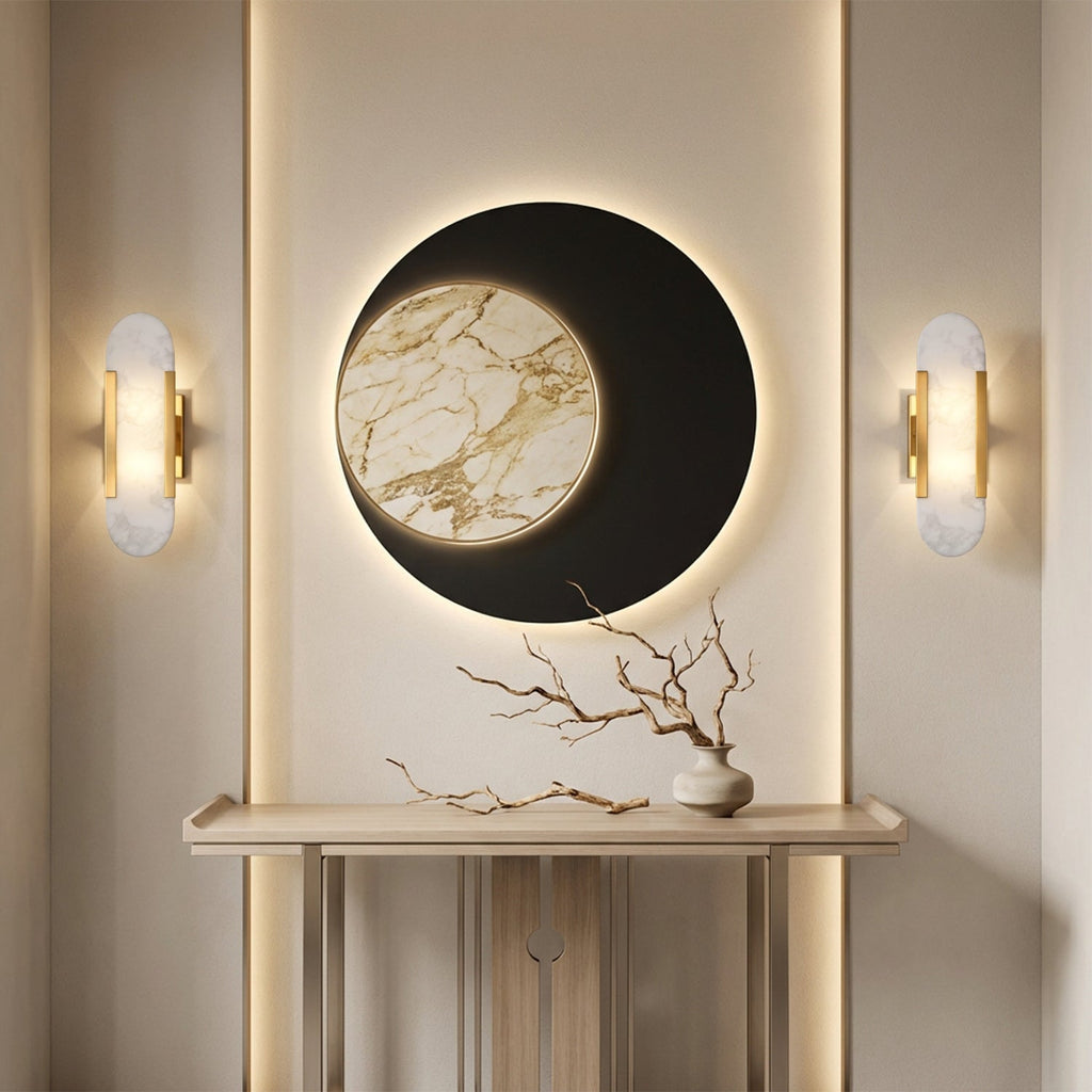 Jandcase 2-Pack G4 Track Round Marble Wall Sconce 2-Light Copper Finish Metal Indoor Wall Light Fixture