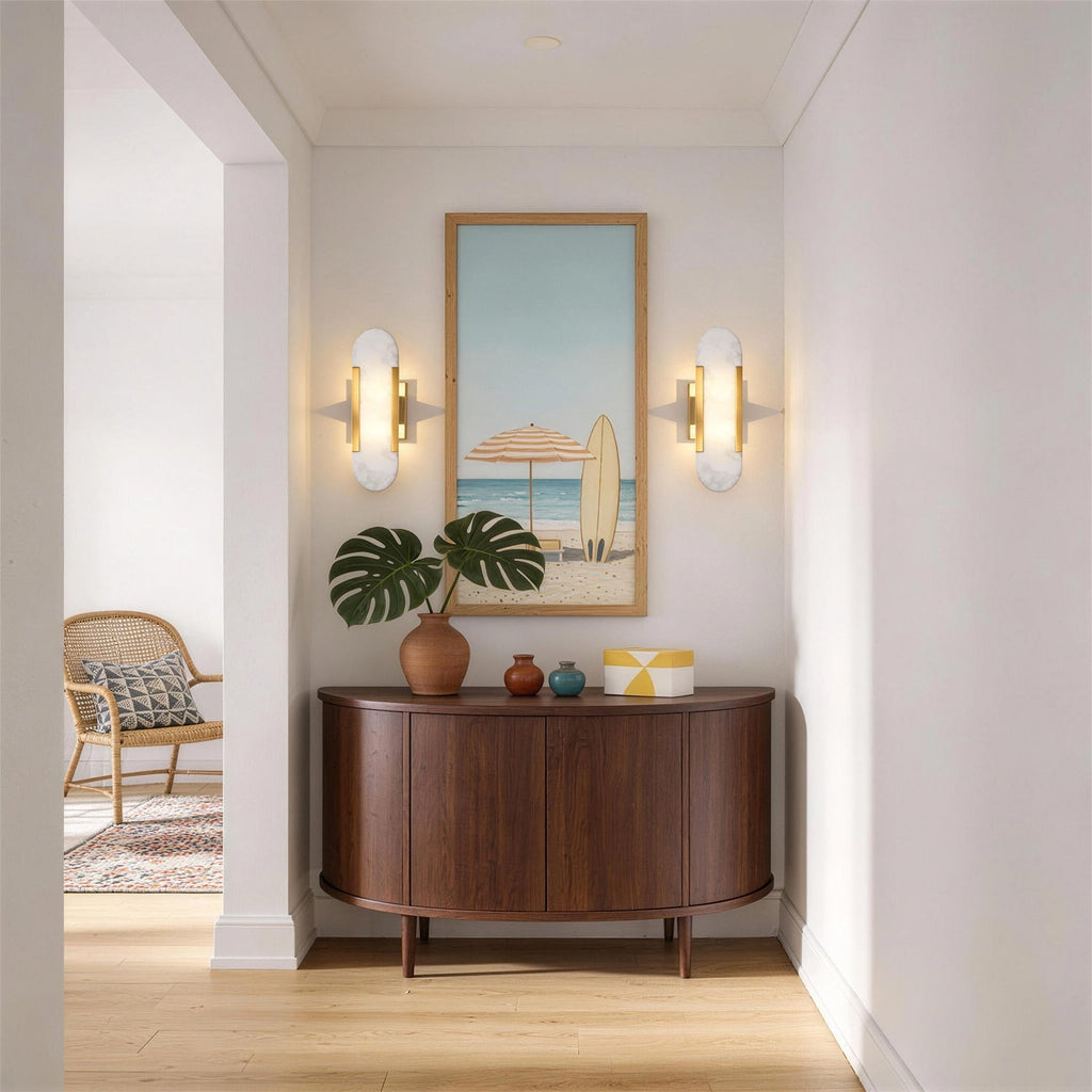 Jandcase 2-Pack G4 Track Round Marble Wall Sconce 2-Light Copper Finish Metal Indoor Wall Light Fixture