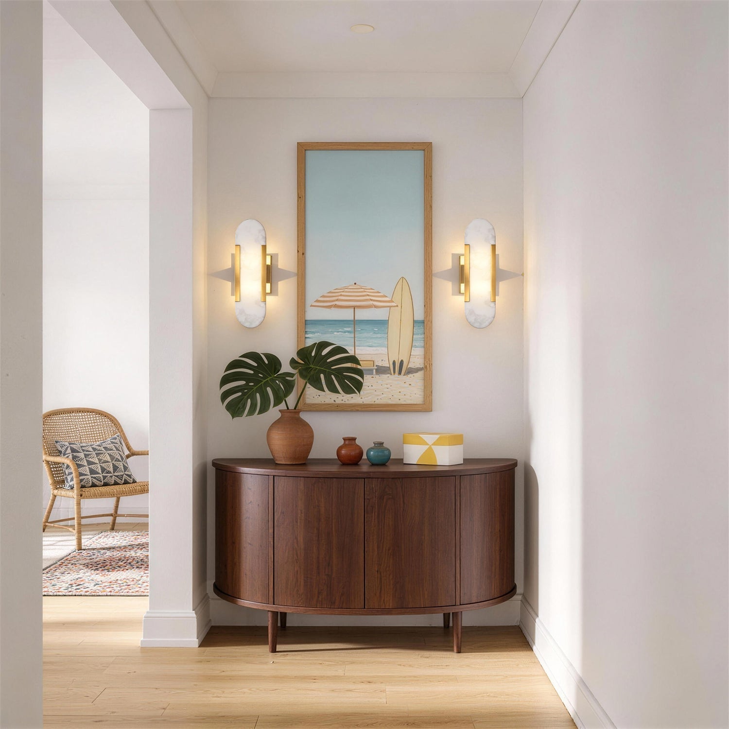 Jandcase 2-Pack G4 Track Round Marble Wall Sconce 2-Light Copper Finish Metal Indoor Wall Light Fixture