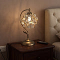 Jandcase 16.5in. 1 Light Copper Flower Table Lamp with Pale Glass Shade, No Bulbs Included Transitional Table Lamp for Bedroom