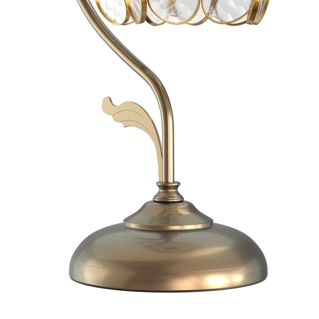 Jandcase 16.5in. 1 Light Copper Flower Table Lamp with Pale Glass Shade, No Bulbs Included Transitional Table Lamp for Bedroom