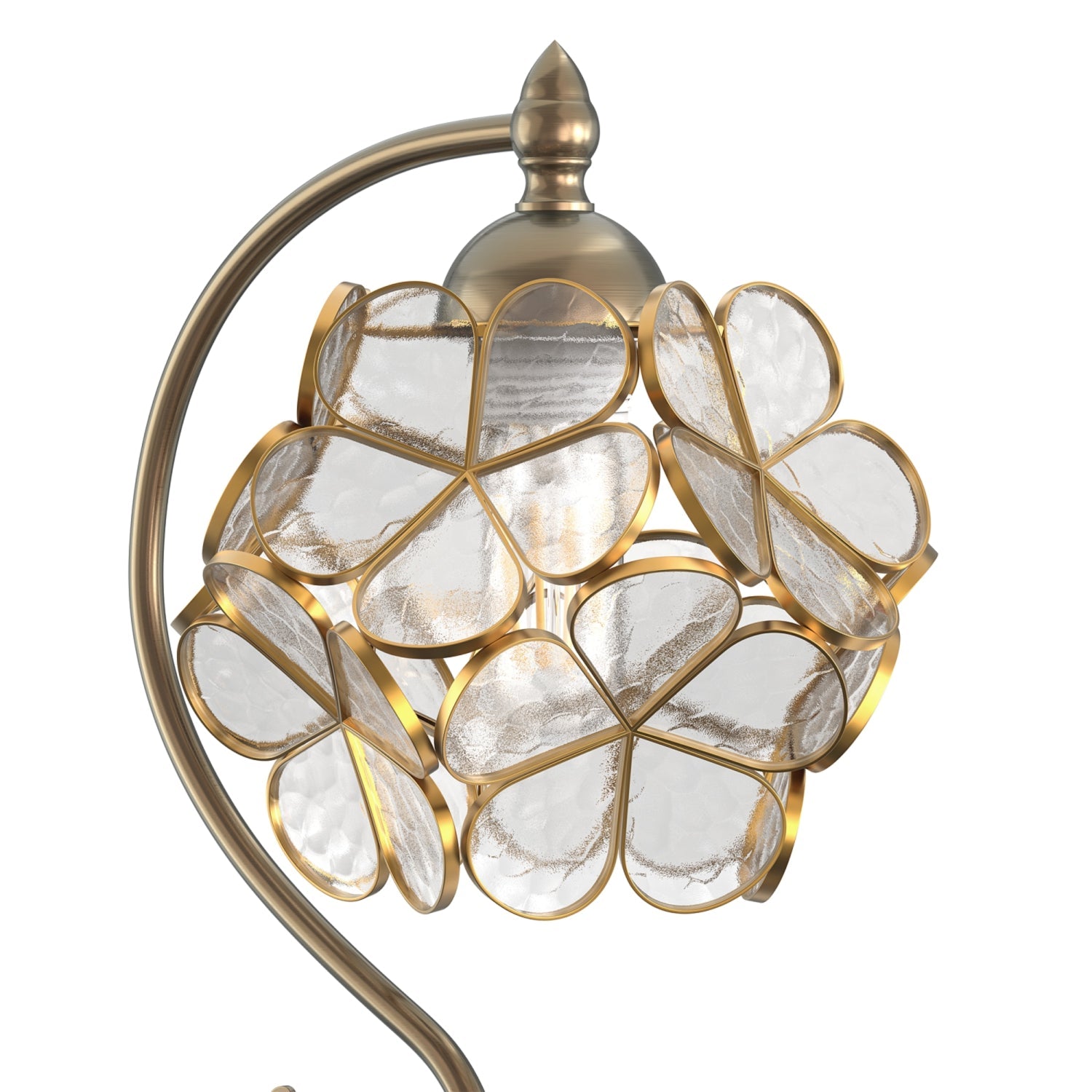Jandcase 16.5in. 1 Light Copper Flower Table Lamp with Pale Glass Shade, No Bulbs Included Transitional Table Lamp for Bedroom