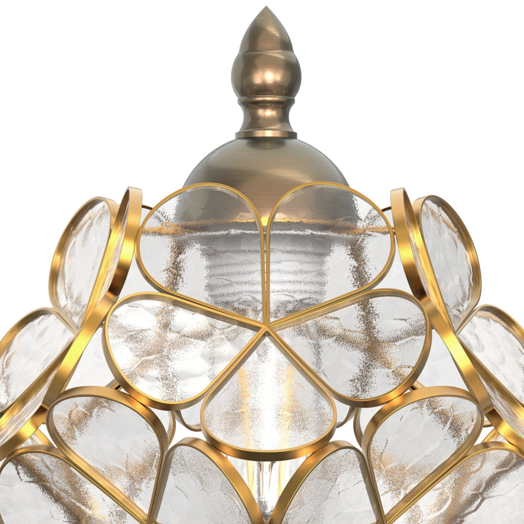 Jandcase 16.5in. 1 Light Copper Flower Table Lamp with Pale Glass Shade, No Bulbs Included Transitional Table Lamp for Bedroom