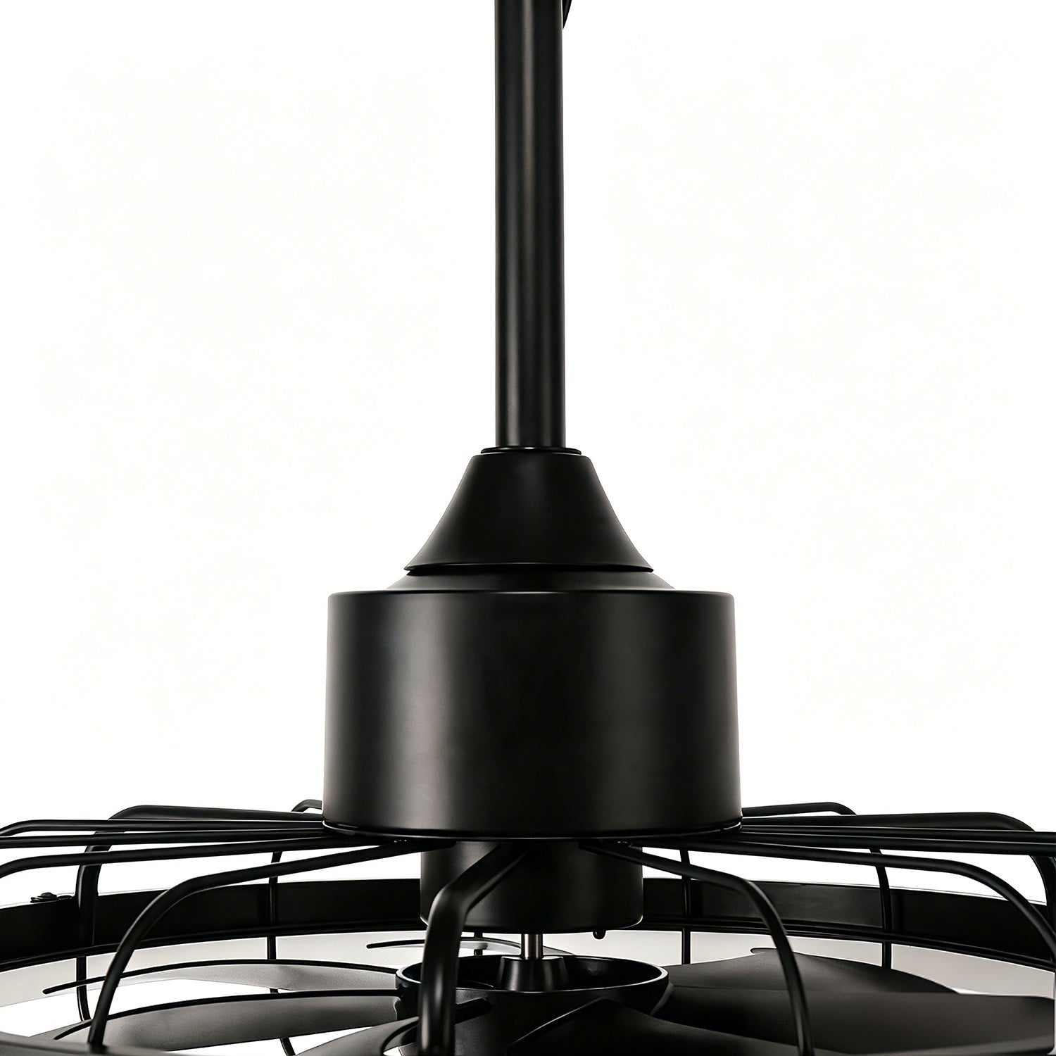 Jandcase 19.7 in. LED Outdoor Cage Ceiling Fan with Remote,Sand Black Downrod Mount Fandelier with 6 Speeds,3 CCT for Bar Foyer