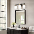Jandcase 19.69 in. 3-Light Black and Gold Bathroom Vanity Light with Frosted Straight Glass Shade for Bathroom Dressing Room