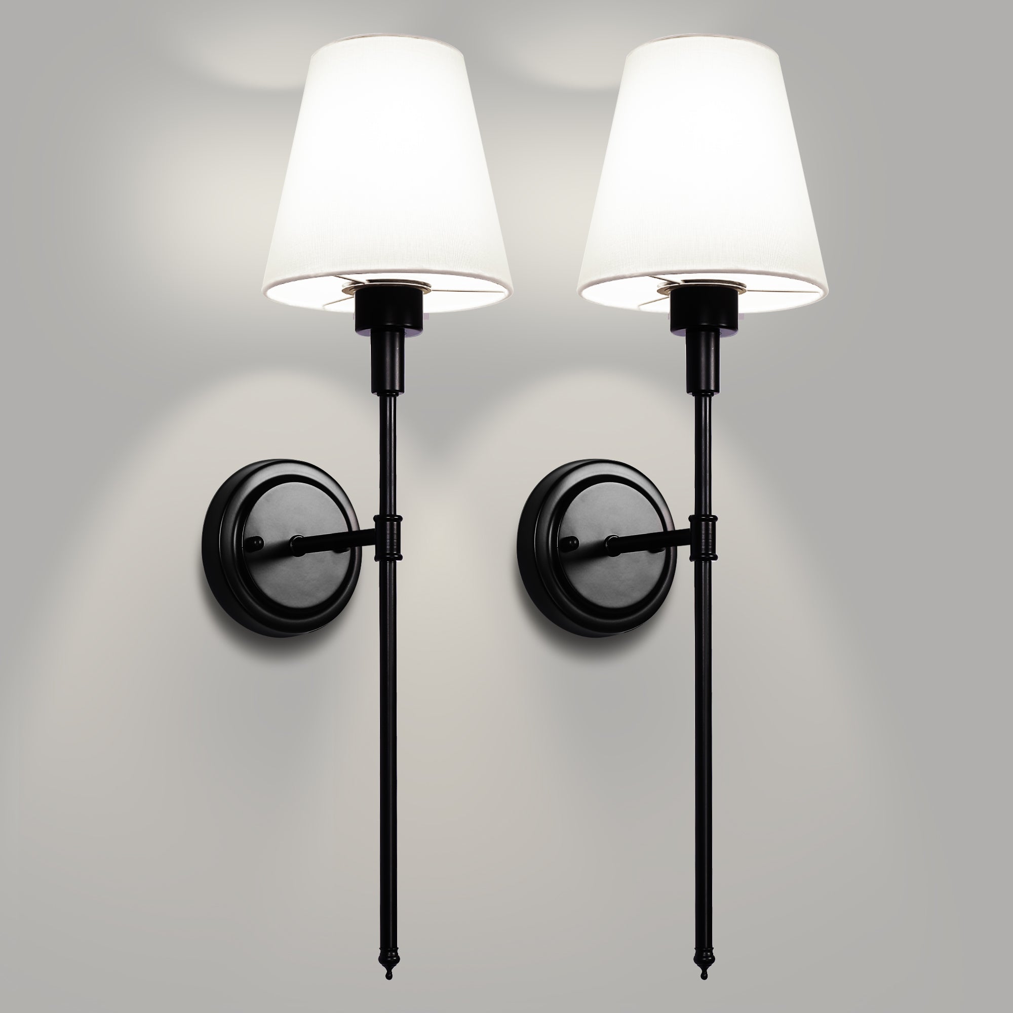 6 in. 1-Light Black Wall Sconce Wireless with Remote Control Dimmable Rechargeable Wall Light (2-Pack)