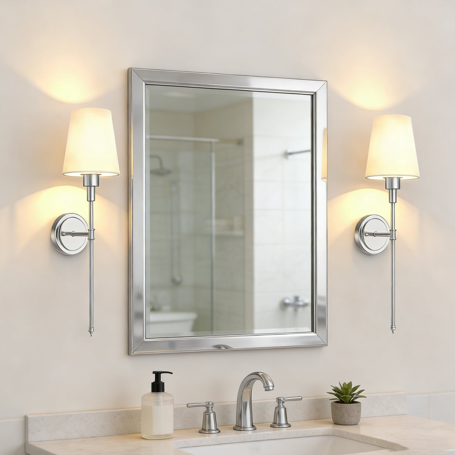 JandcaseSet of 2 Nickel Fabric Wall Sconces with RGBCW Remote Control Dimmable Indoor Wall Lights for Bedroom Living Room