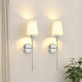 JandcaseSet of 2 Nickel Fabric Wall Sconces with RGBCW Remote Control Dimmable Indoor Wall Lights for Bedroom Living Room