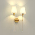 16 in. 2-Light Gold Indoor Wall Sconce, Dimmable Wall Light with White Shade for Living Room
