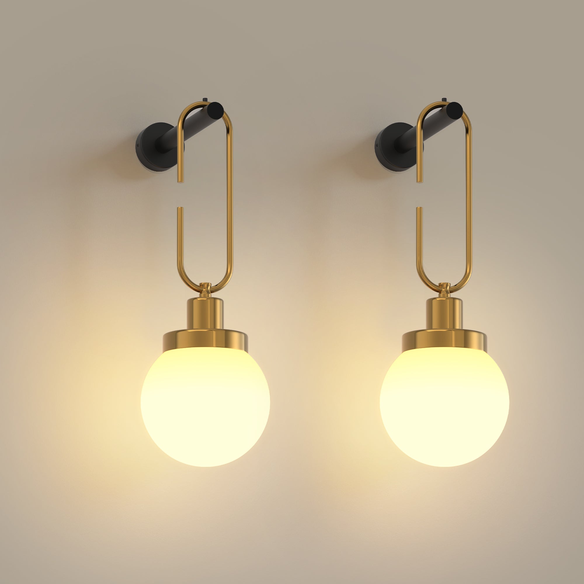5.9 in. 1 light Modern Gold Indoor Wall Sconce with White Globe Glass Shade 2W RGB CW Dimmable LED, Remote-Controlled