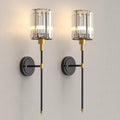 5.1 in. 1-light Modern Black and Gold Indoor Wall Sconce with Clear cylinder Crystal Shade 5CCT Dimmable LED Wall Light