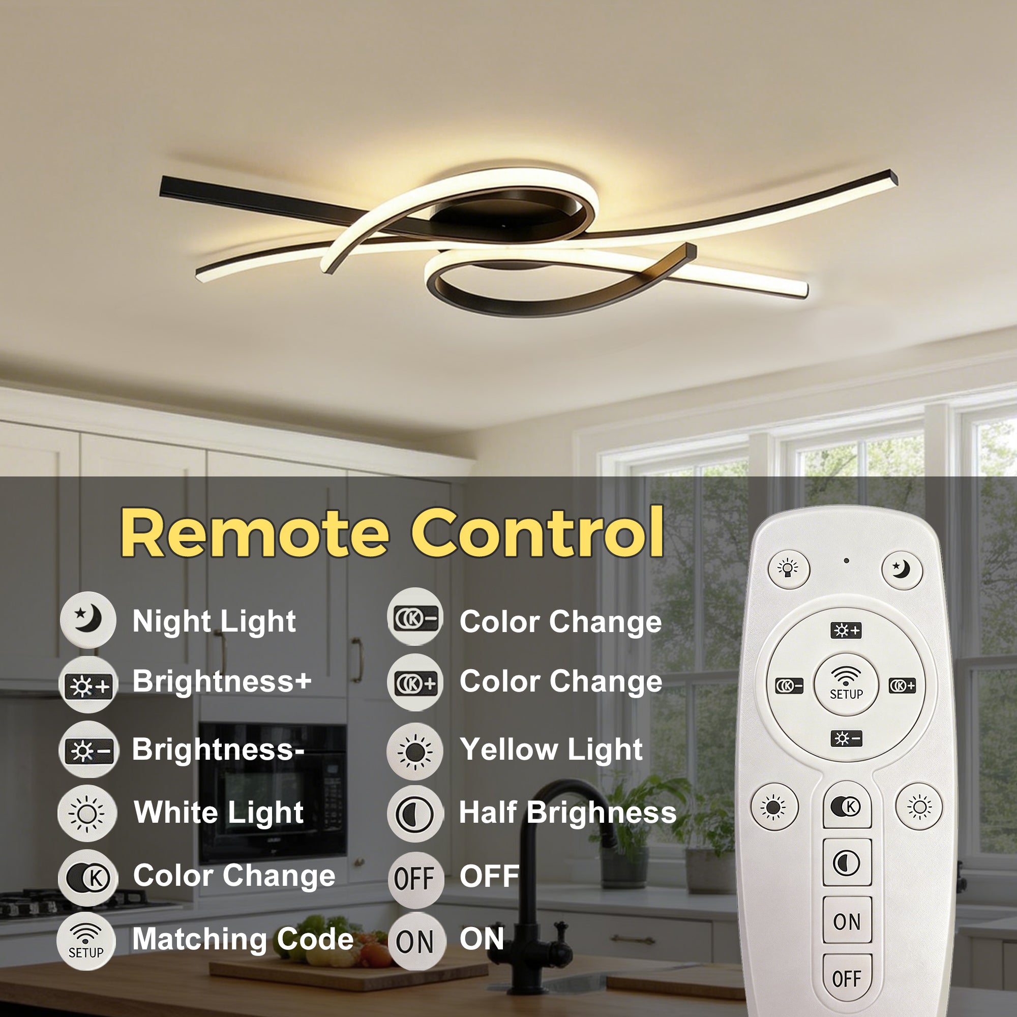 Jandcase 31.5 in. 3-Light Cluster Matte Black Integrated LED Butterfly Flush Mount Ceiling Light Dimmable 3000K-6000K for Bedroom
