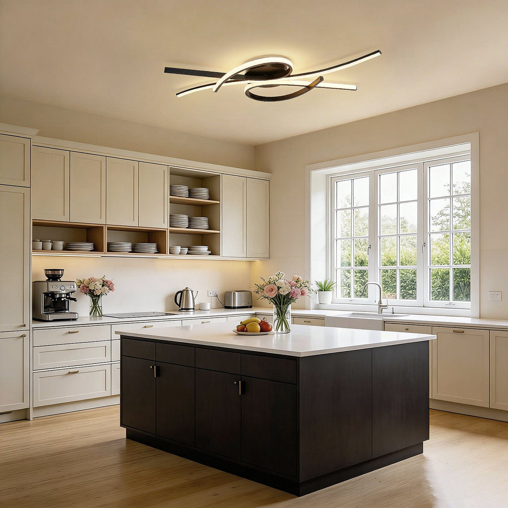 Jandcase 31.5 in. 3-Light Cluster Matte Black Integrated LED Butterfly Flush Mount Ceiling Light Dimmable 3000K-6000K for Bedroom