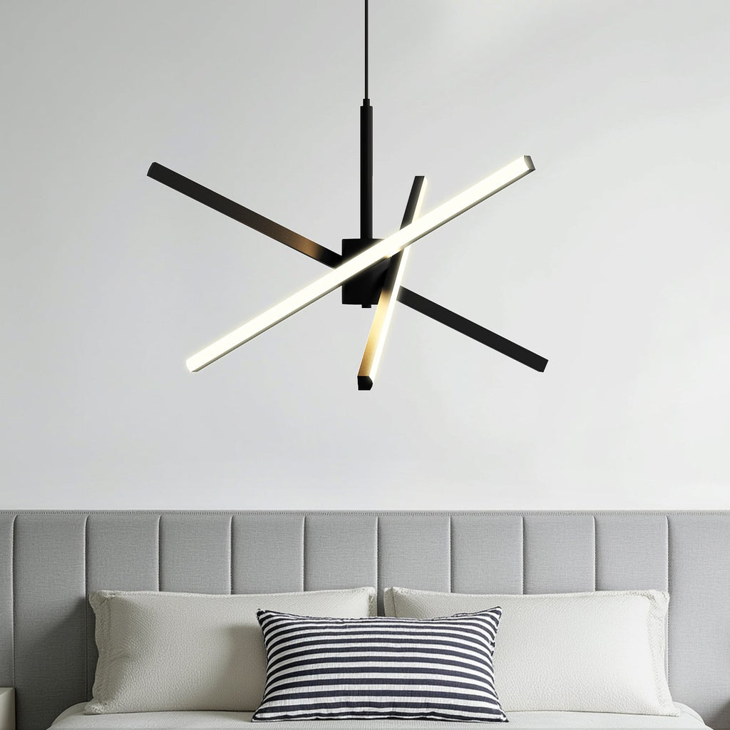 Jandcase 3-Light LED Sputnik Chandelier 23.6 in. Matte Black Modern Chandelier with Silicone Diffusers 3000K Dimmable
