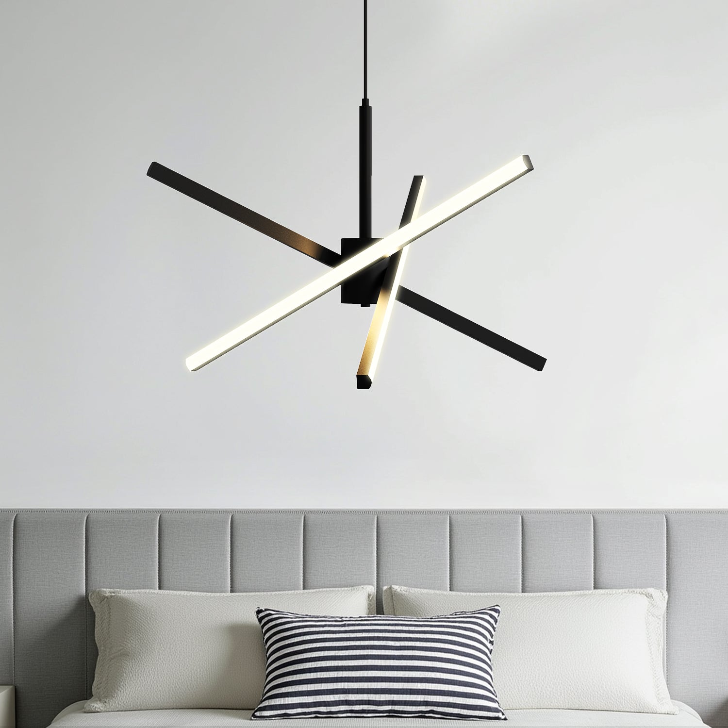 Jandcase 3-Light LED Sputnik Chandelier 23.6 in. Matte Black Modern Chandelier with Silicone Diffusers 3000K Dimmable