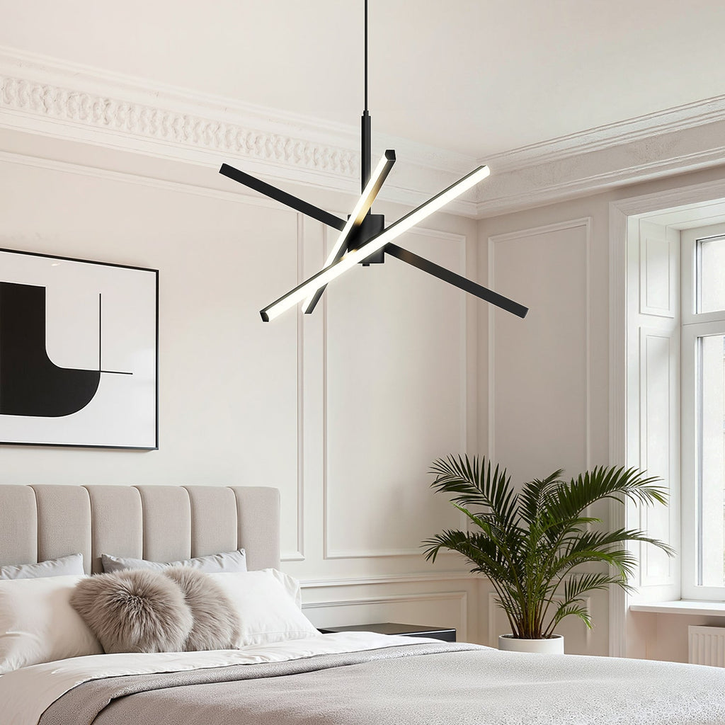 Jandcase 3-Light LED Sputnik Chandelier 23.6 in. Matte Black Modern Chandelier with Silicone Diffusers 3000K Dimmable