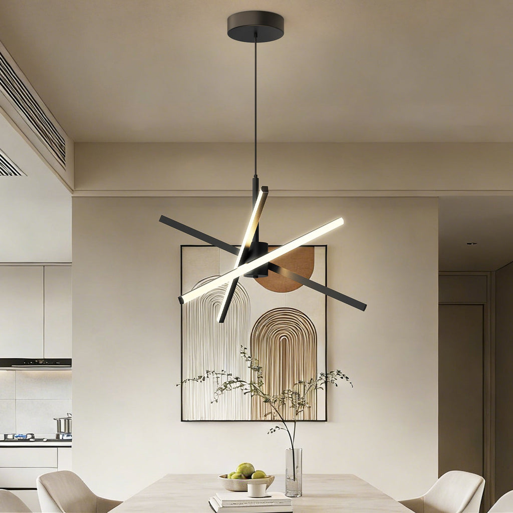 Jandcase 3-Light LED Sputnik Chandelier 23.6 in. Matte Black Modern Chandelier with Silicone Diffusers 3000K Dimmable