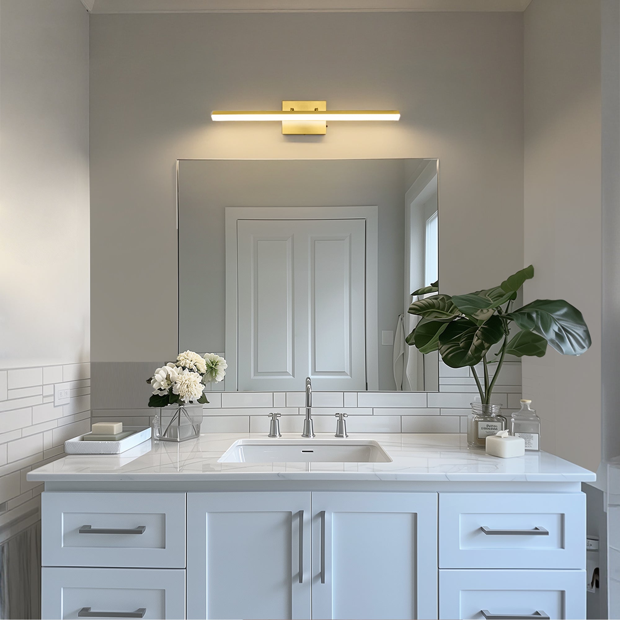 Jandcase 24in LED Vanity Light with Integrated LED, Dimmable 3CCT (3000K-5000K), Copper Finish, Metal + Acrylic