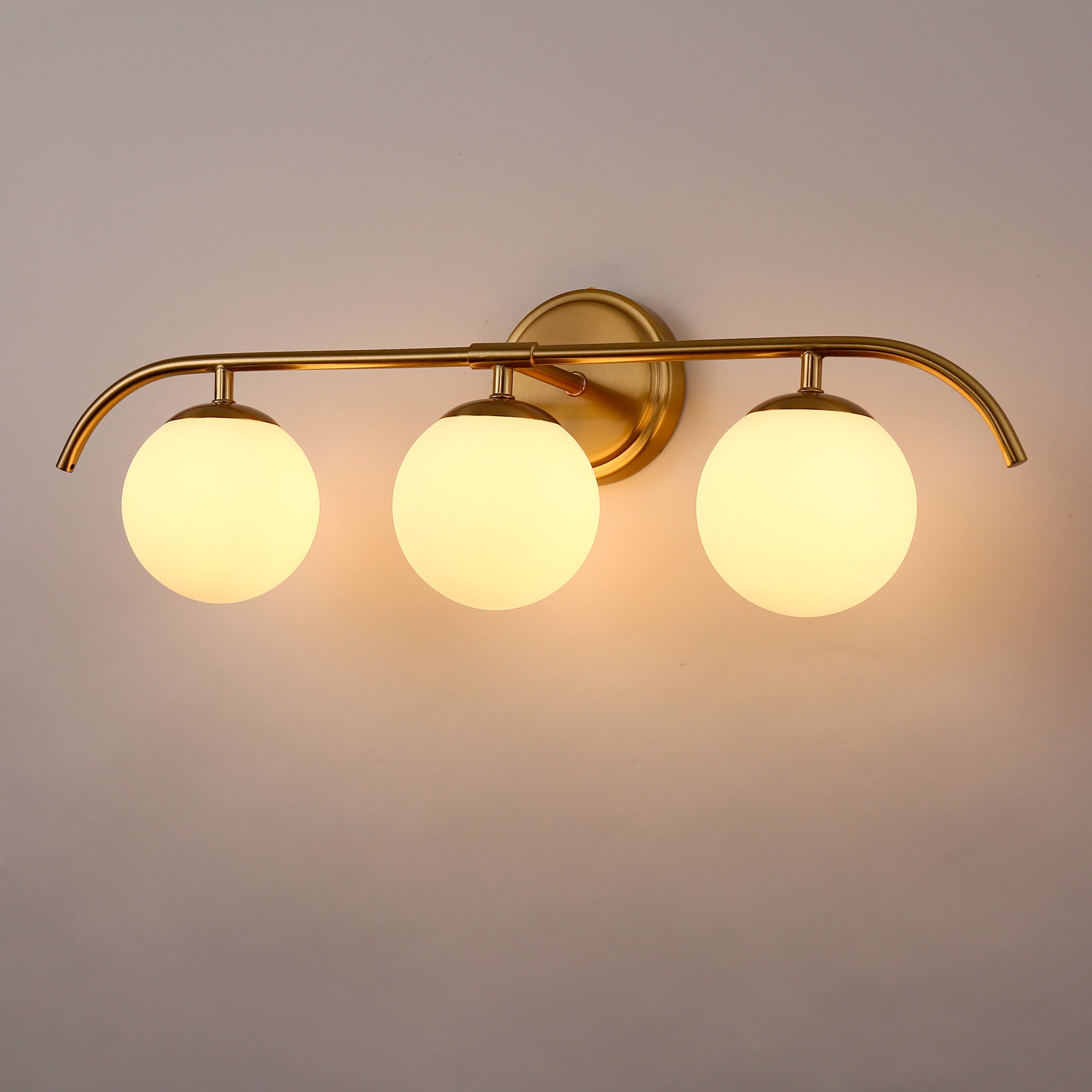 24 in. 3-Light Gold Vanity Light Fixture with Frosted Glass Globes Shade Wall Sconce for Vanity Mirror and Hallway