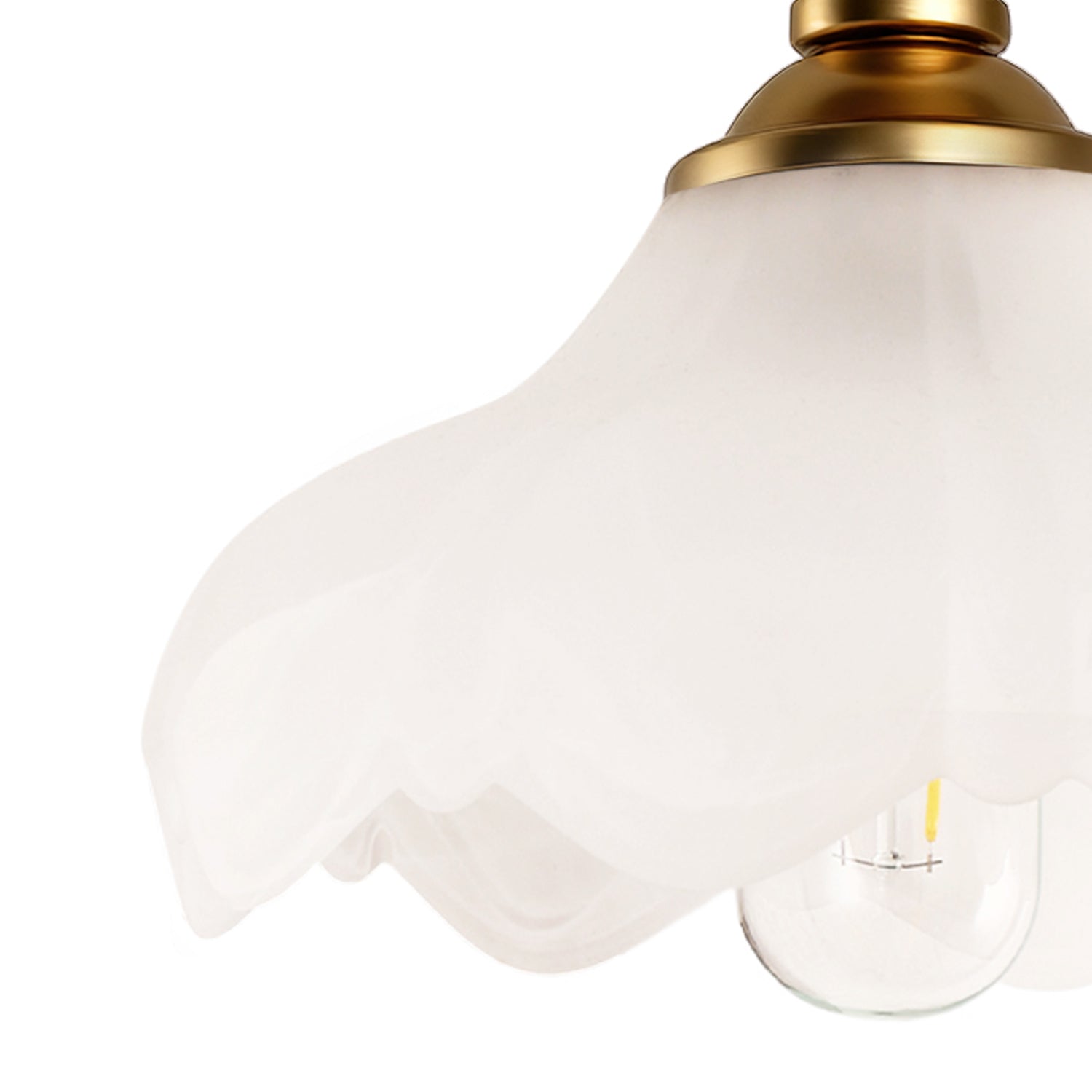 Jandcase 1-Light Vintage Semi-Flush Mount Ceiling Light Wood Grain Canopy Copper Finish with Glass Shade Ceiling Light Fixture with E26 Socket