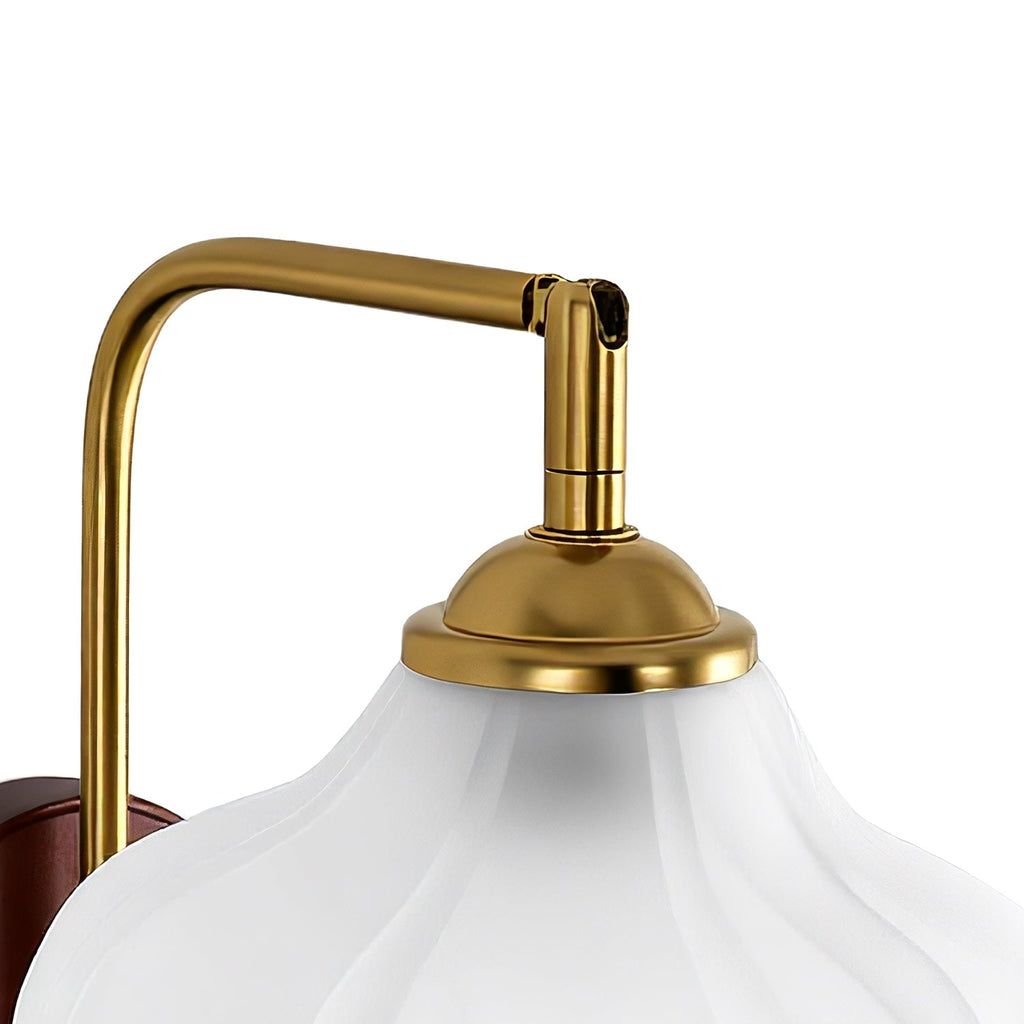 Jandcase 1-Light Vintage Wall Sconce Wood Grain Backplate Copper Finish Metal and Glass Indoor Wall Light with E26 Socket