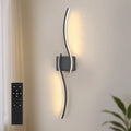 2-Pack 27.6 in. 2-Light Matte Black Integrated LED Vanity Light 5W Double Wave Design Indoor Wall Sconce with Timer