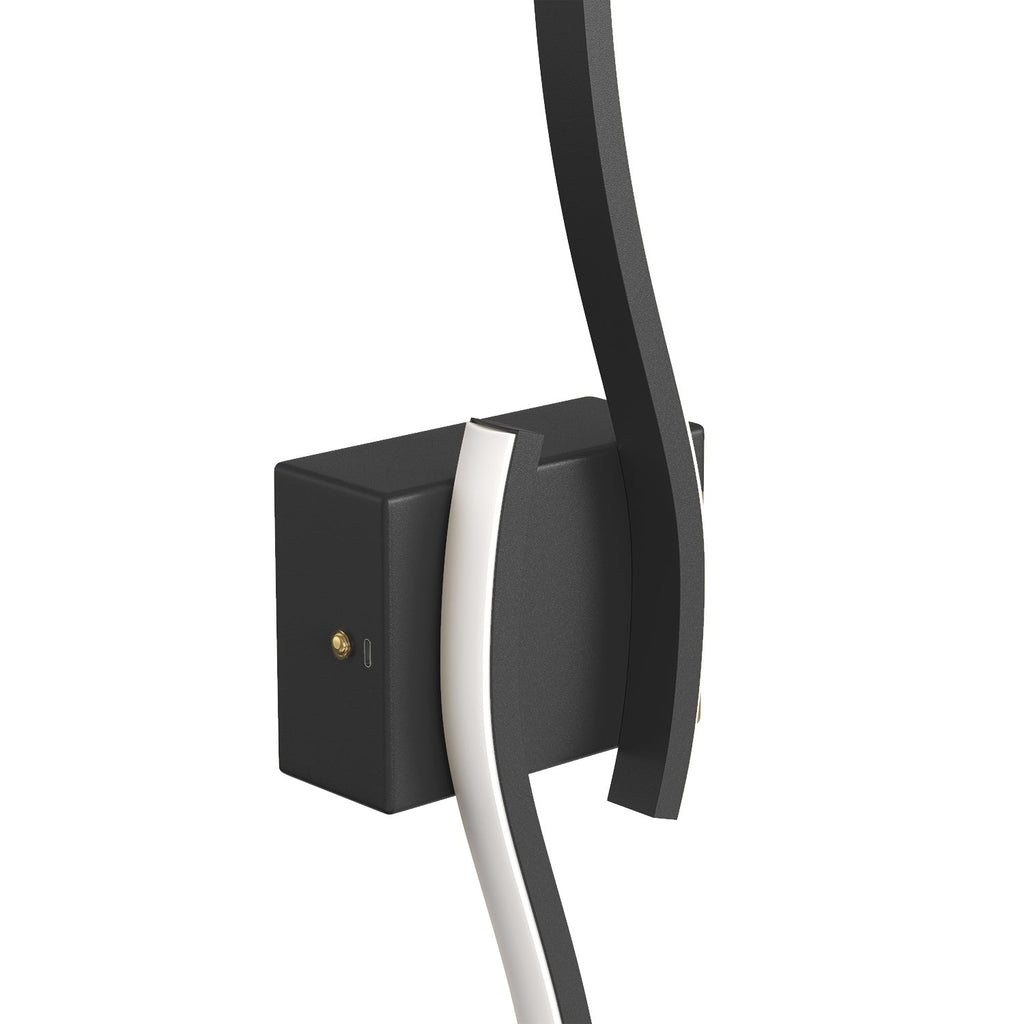 2-Pack 27.6 in. 2-Light Matte Black Integrated LED Vanity Light 5W Double Wave Design Indoor Wall Sconce with Timer