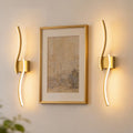 Jandcase 2-Pack 27.6 in. 2-Light Gold LED  Double Wave Design Vanity Light, 5-Watt Integrated LED Indoor Wall Sconce for Bedroom
