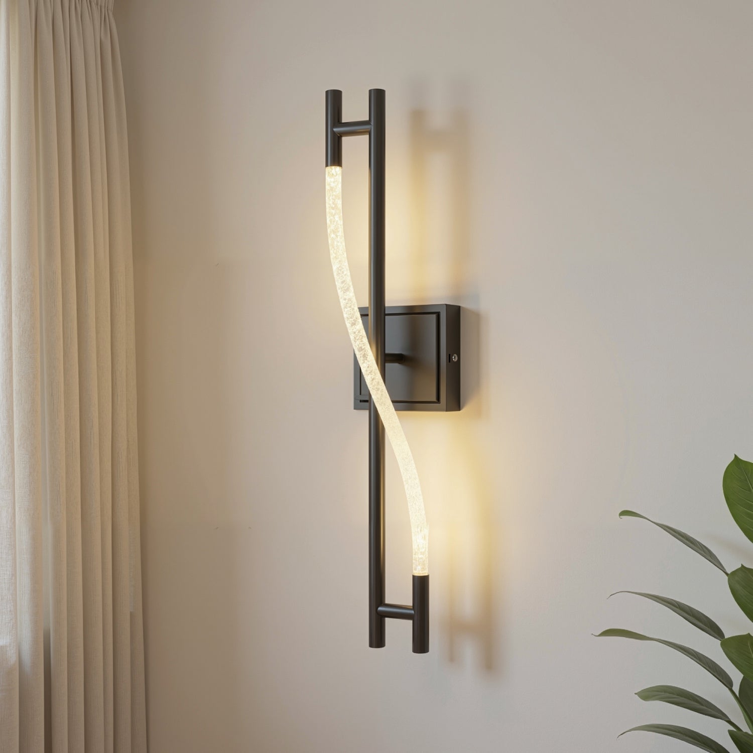 24.8 in. 1 Light Black Powder-Coated LED Vanity Light Bar with White Woven LED Tape and Remote Control