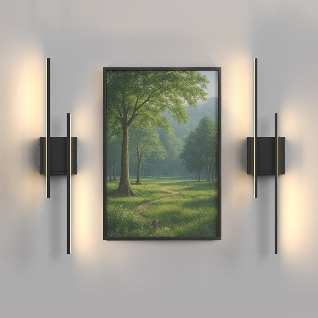 2-Light Modern Black Integrated LED Wall Sconce with Remote-Controlled and Timer Function, Night-Light Mode, Timer