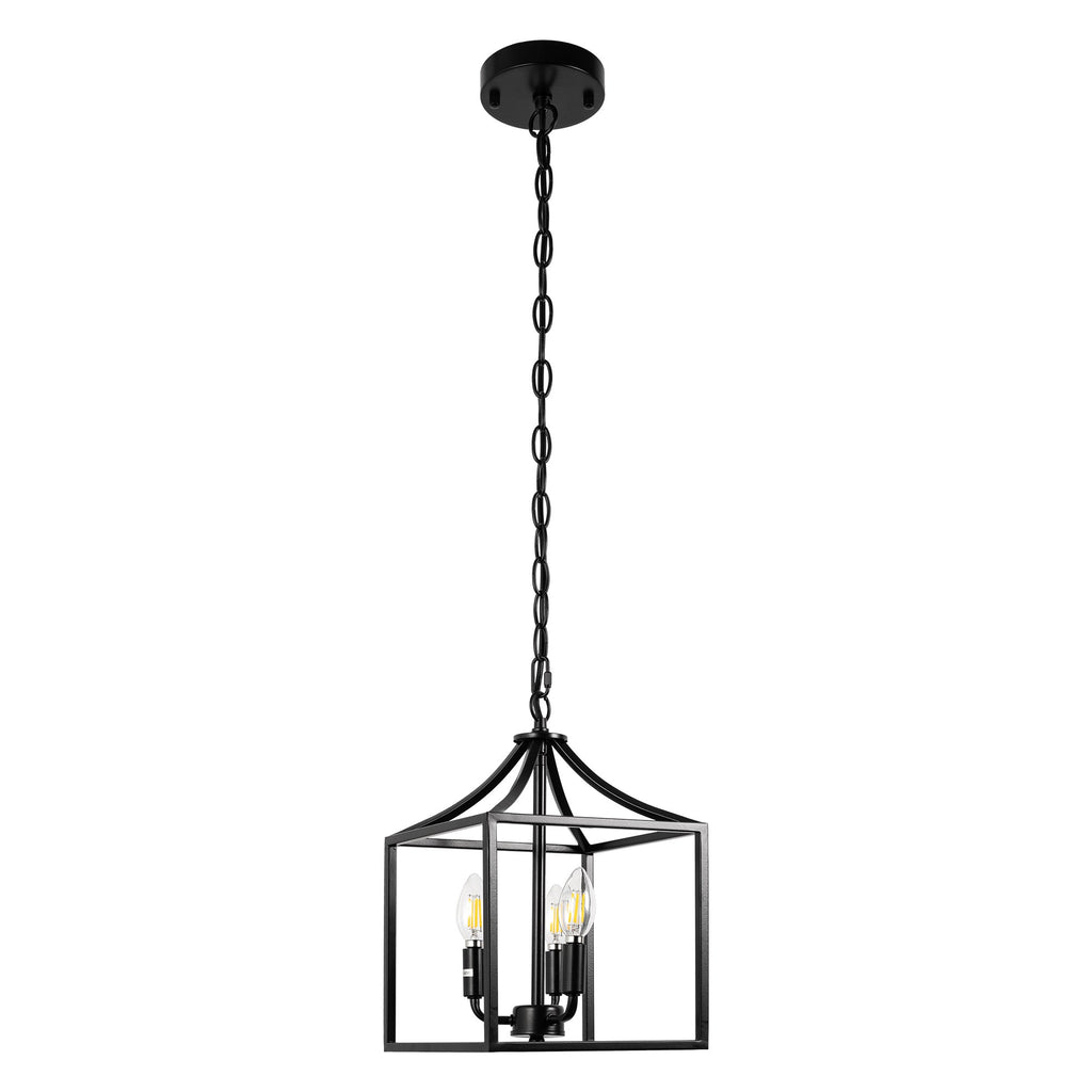 Jandcase 3-Light Farmhouse Pendant Light with Vertical Design Matte Black E12 Bulb Not Included