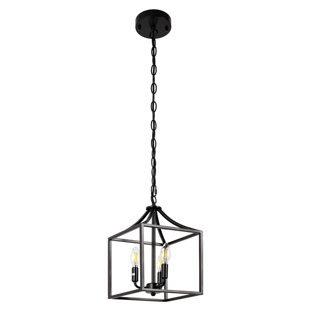 Jandcase 3-Light Farmhouse Pendant Light with Vertical Design Matte Black E12 Bulb Not Included