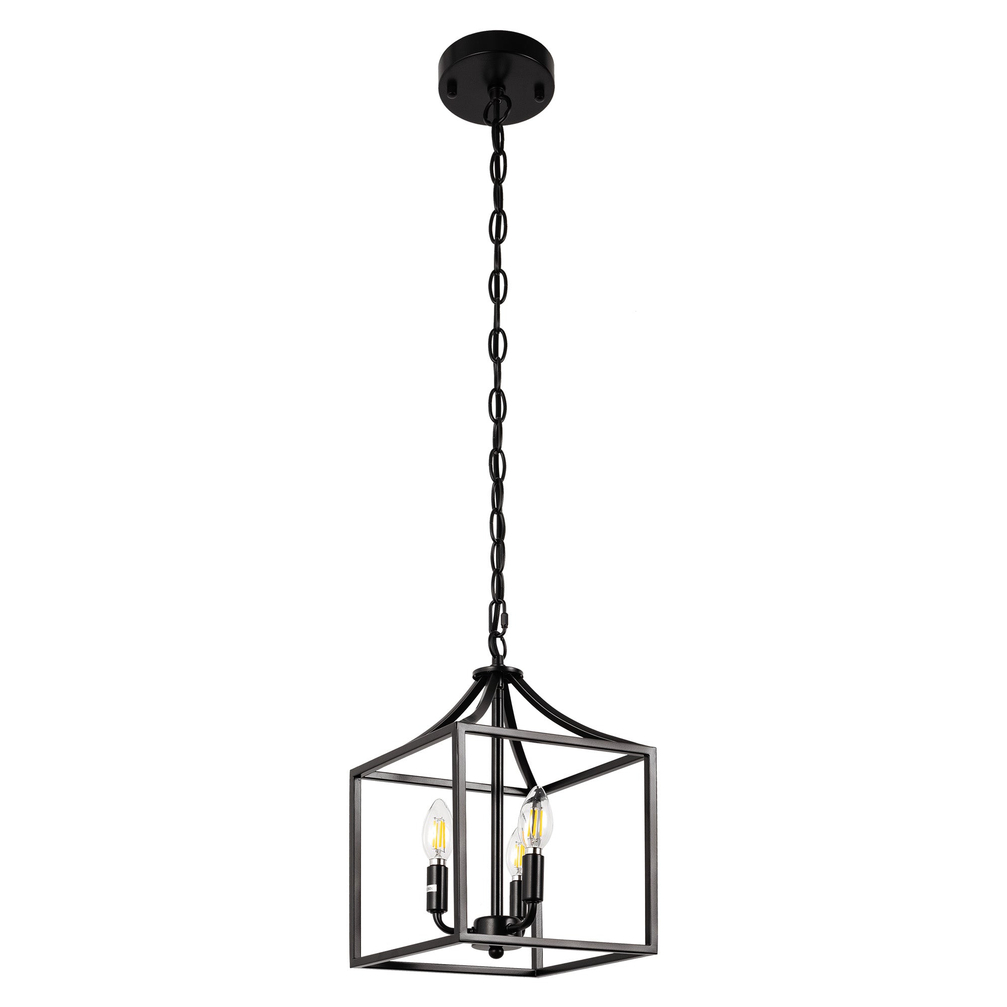 Jandcase 3-Light Farmhouse Pendant Light with Vertical Design Matte Black E12 Bulb Not Included