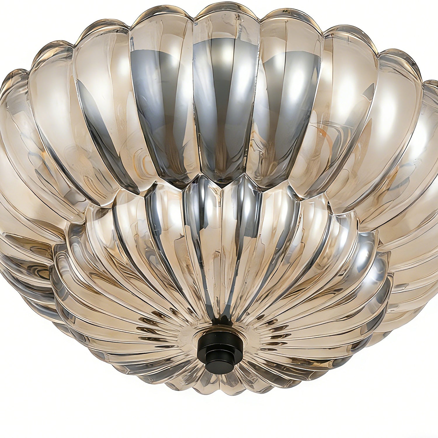 Jandcase 11.6 in. 3-Light Modern Black Semi Flush Mount Ceiling Light with Clear Glass Fan-Shaped Glass Shade No Bulbs Included