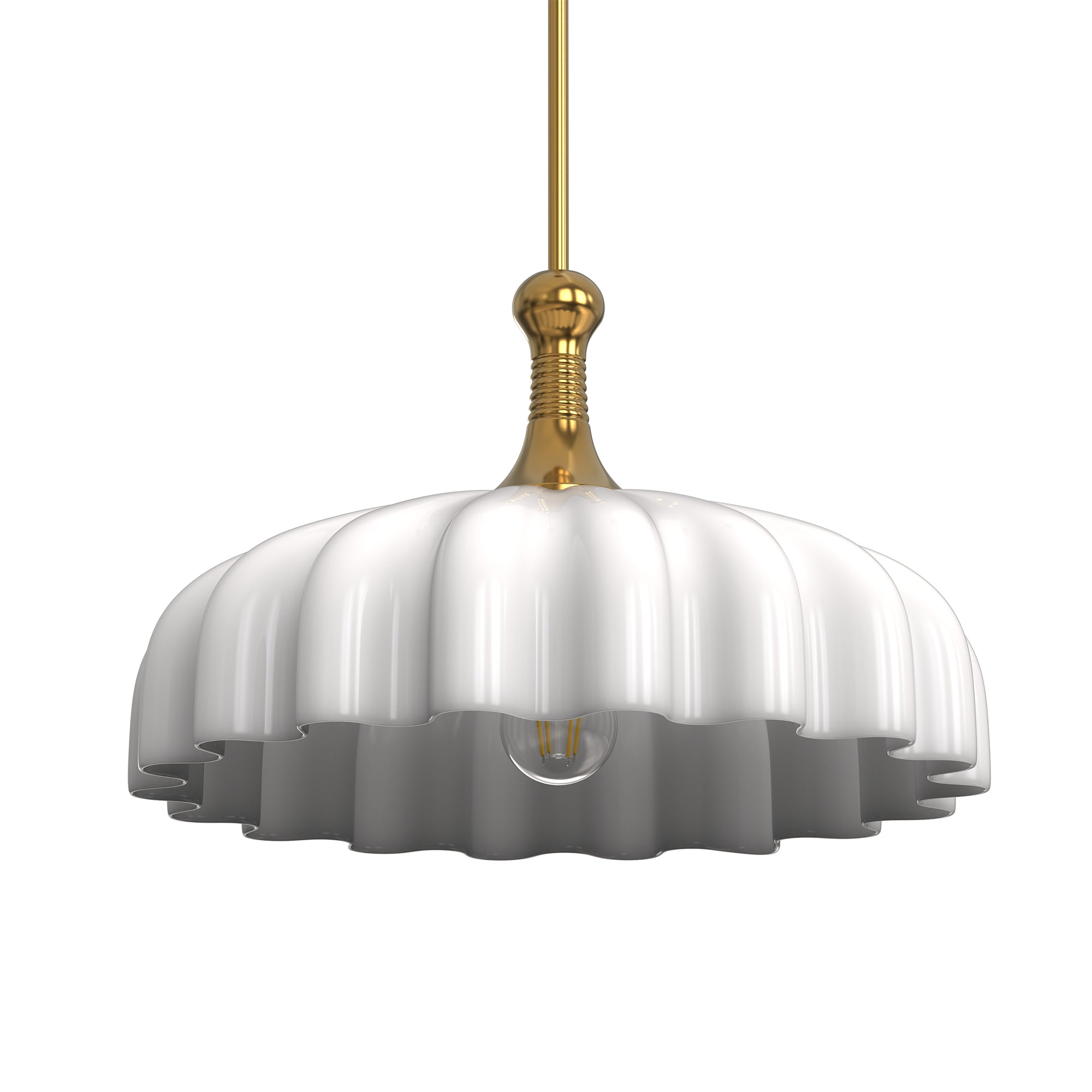 15.75 in 1-Light Copper Pendant Light with Flower Glass Shade, E26 Base Modern Hanging Ceiling Lighting,No Bulb Included