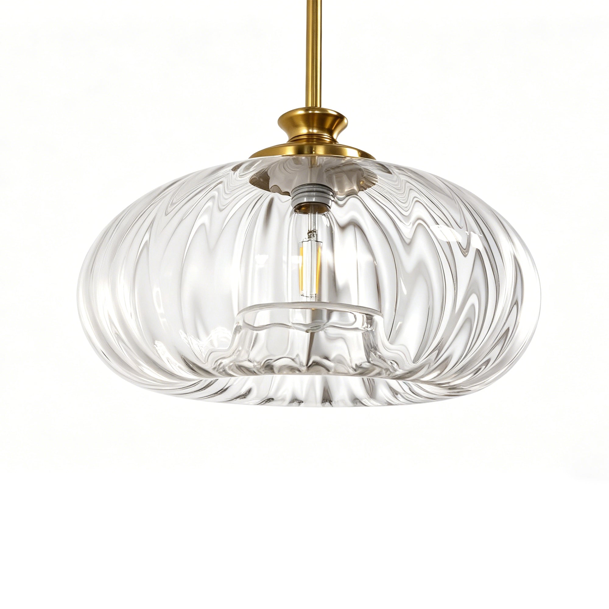 Jandcase 1-Light Copper Pendant Light Ceiling Light, with Clear Glass Shade, Adjustable Rods and E26 Base for Kitchen, Diningroom