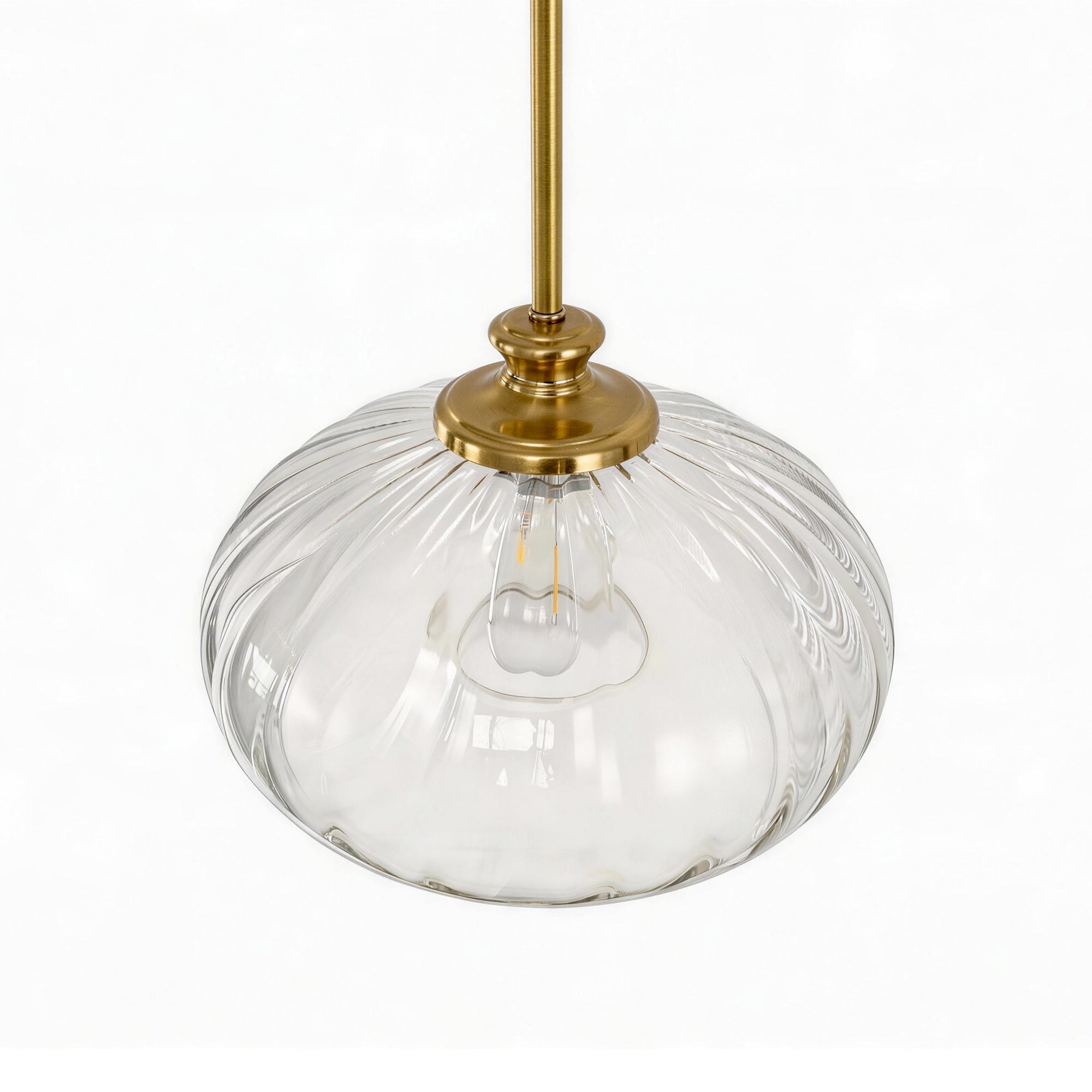 Jandcase 1-Light Copper Pendant Light Ceiling Light, with Clear Glass Shade, Adjustable Rods and E26 Base for Kitchen, Diningroom