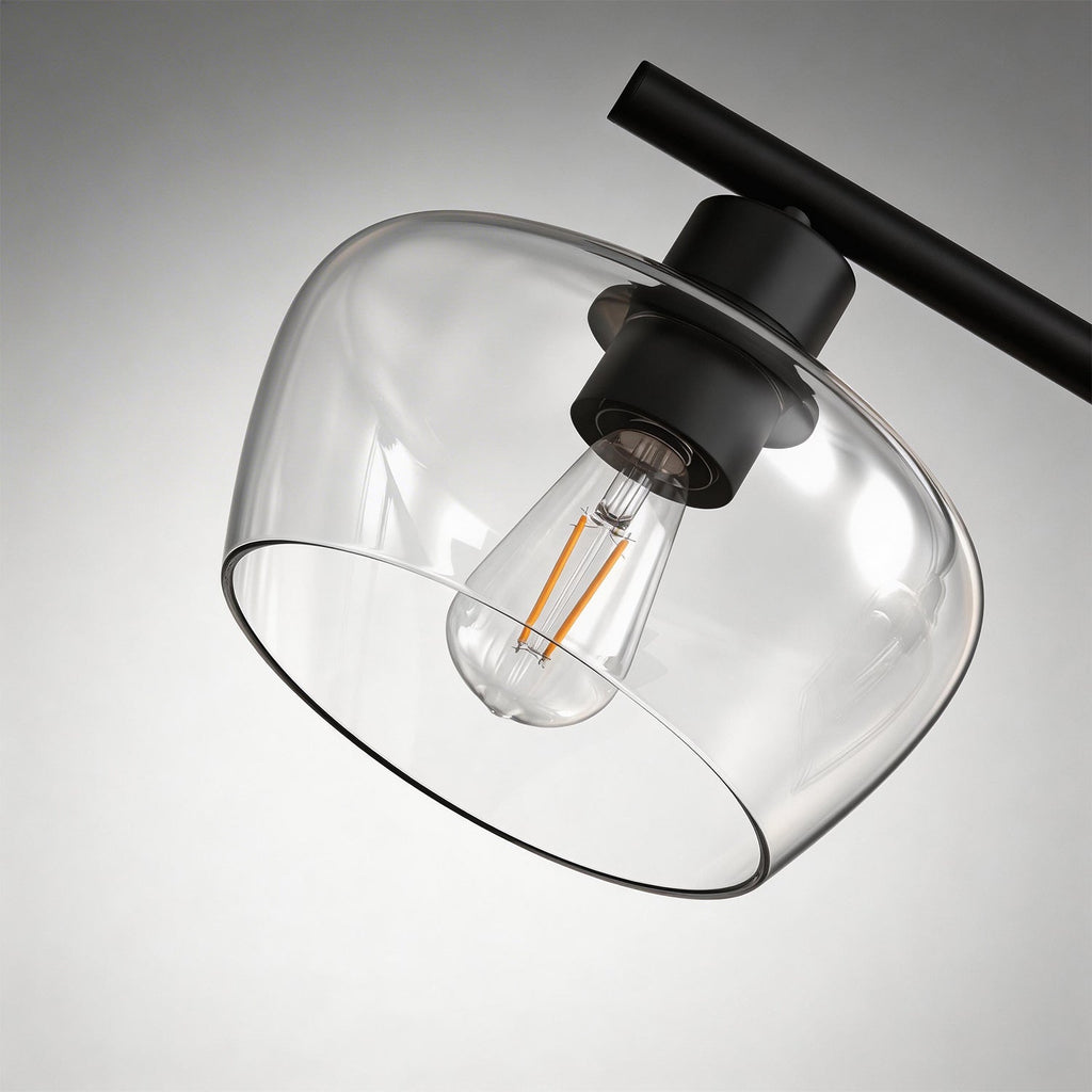 Jandcase 31.5 in. 3-Light Black Kitchen Island Pendant Light with Glass Shades Modern Hanging Light Fixture E26 Sockets