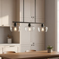 Jandcase 31.5 in. 3-Light Black Kitchen Island Pendant Light with Glass Shades Modern Hanging Light Fixture E26 Sockets