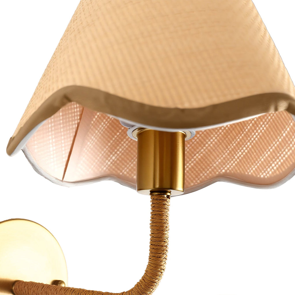 Jandcase Set of 2 Boho Wall Sconces with Rattan Woven Shade 7.9in Brass Indoor Wall Lights E26 for Bedroom Hallway Living Room
